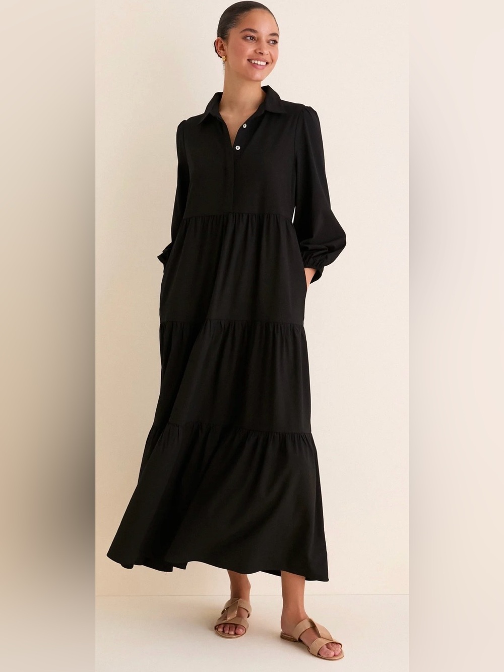 Pomander Place Tuckernuck Mabel Maxi Dress Tier Black Size Small
